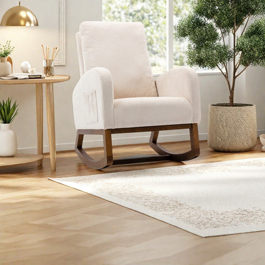 Schommelstoel – Schommelstoel Met Kussen – Relaxstoel – Hangstoel – Lounge Stoel – Ergonomisch Design – Houten Frame Met Maximaal 136 Kg Draagkracht