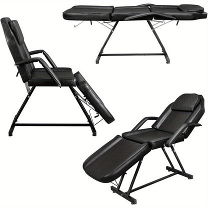 Massagestoel – Behandelstoel – Cosmetische Fauteuil – Tatoeagebed – Salonstoel – Kunstleer – Ergonomisch Ontwerp – Stevig Metalen Frame – Zwart – Maximale Draagkracht 150 kg
