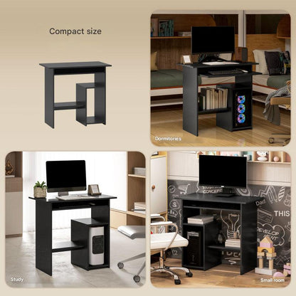 Bureau – Computertafel – Kantoortafel – Schrijftafel – Werkplekmeubel – Compact 80x45x75 cm – Zwart – Robuuste Constructie – Open Opbergruimte
