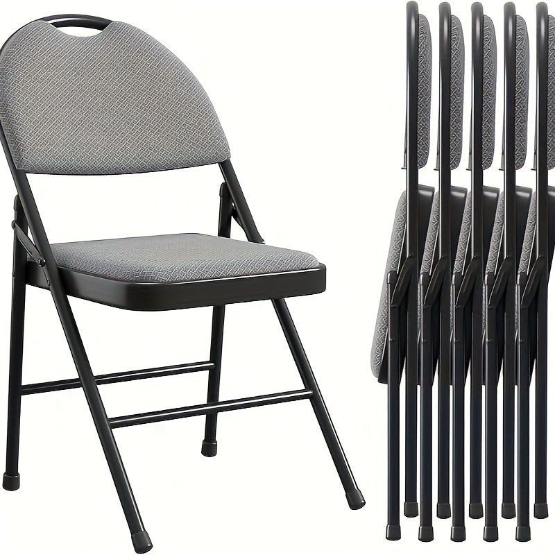 Folding Chair 4pcs Set, Metal Folding Chair with Non-Slip Foot Pads, Chair Seat and Metal Support, for Indoor and Outdoor, Room, Restaurant