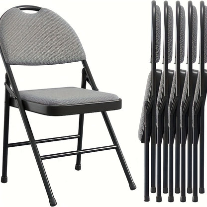 Folding Chair 4pcs Set, Metal Folding Chair with Non-Slip Foot Pads, Chair Seat and Metal Support, for Indoor and Outdoor, Room, Restaurant