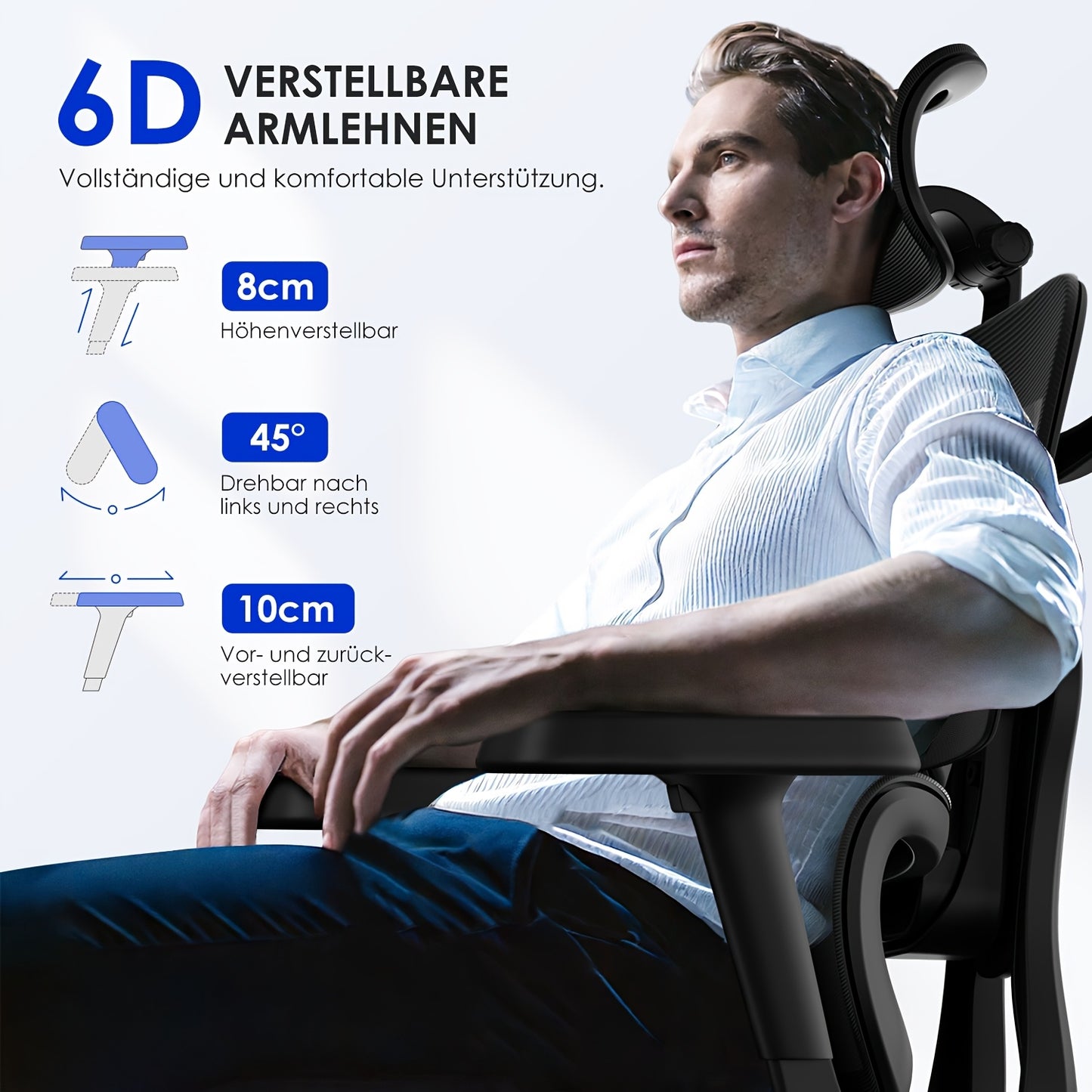 Airchros Ergonomic Office Chair with Adjustable Height, Comfortable Armrests, Lumbar Support & Footrest – Black Plastic/Metal Frame for Home, Gaming, or Desk Use, Desk Chair