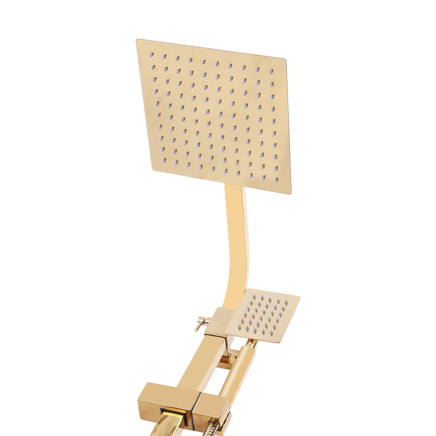 Regendouche – Douchekop – Doucheset – Handdouche – Shower Set – Goudkleurig Messing – 20 cm Rond – Instelbare Hoogte 70-120 cm