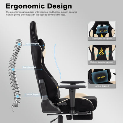 Gamingstoel – Gamestoel – Gaming Chair – Gamestoel Bureaustoel – Donkergroen – Verstelbare Rugleuning 90-167° – Ergonomische Lenden- En Hoofdsteun