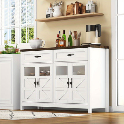 Dressoir – Buffetkast – Opbergkast – Sideboard – Ladekast – 140 cm breed – MDF materiaal – Rustiek modern ontwerp – 4 deuren en 2 ruime lades