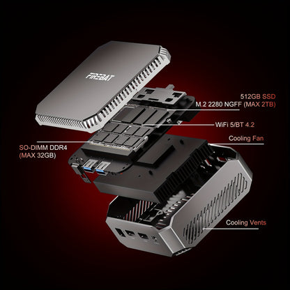 Mini PC – Mini Computer – Compact Desktop – Kleine PC – Stille PC – 12 GB DDR4 RAM – 512 GB SSD – Dual 4K HDMI – WiFi 5 & Bluetooth 4.2