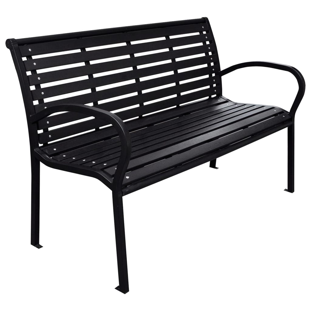 Tuinbank – Buitenbank – Tuinmeubel – Balkonbank – Zitbank – Zwart – Hout-Plastic Composiet – Stalen Poten