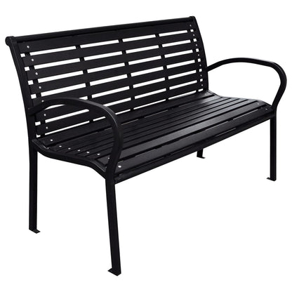 Tuinbank – Buitenbank – Tuinmeubel – Balkonbank – Zitbank – Zwart – Hout-Plastic Composiet – Stalen Poten