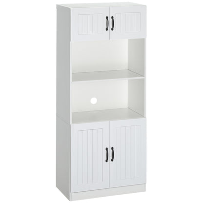 Keukenkast – Hoge Kast – Buffetkast – Opbergkast – Dressoir – Verstelbare Planken – Anti-Kantelbeveiliging – Spaanplaat Wit 70x40x170 cm