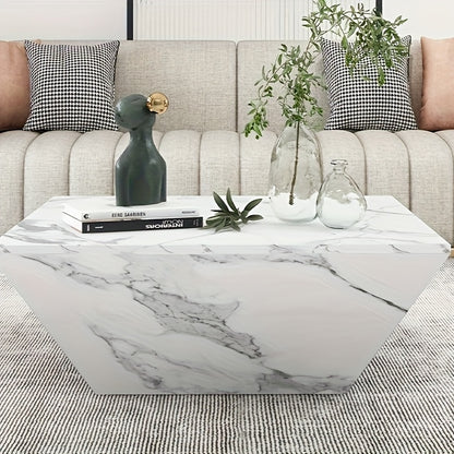 Salontafel – Koffietafel – Bijzettafel – Woonkamertafel – Tafel – Drumvorm – Witte Marmerfineer – 70x70x37 cm