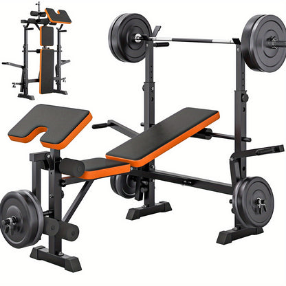 Bankdrukbank – Halterbank – Fitnessbank – Trainingsbank – Bench Press – Verstelbaar – Multifunctioneel Met Squat Rack & Leg Extension – Max. Belastbaar 150 kg