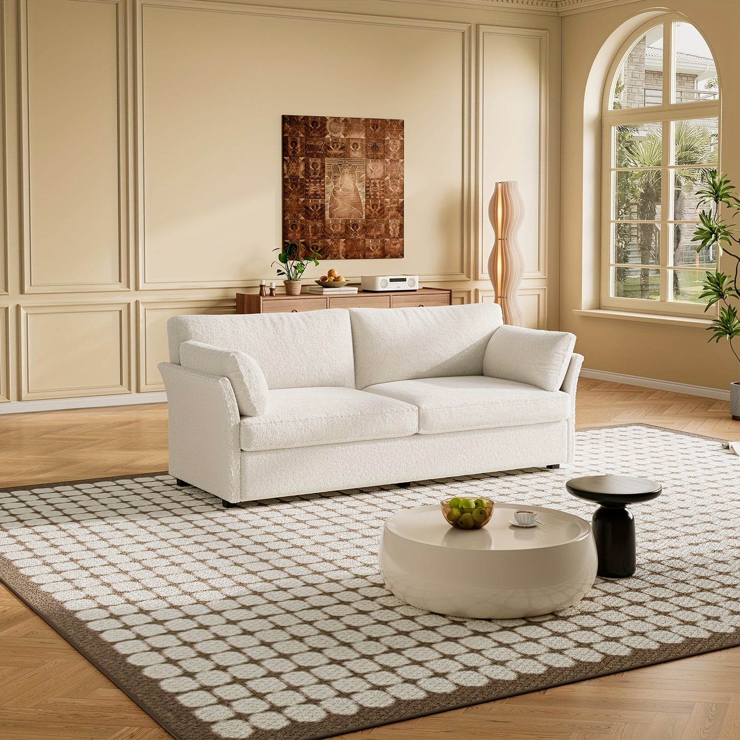 2-Zits bank – Tweezitsbank – Loveseat – Sofa – Tweepersoonsbank – Off-White Creamy Kleur – Oversized Comfortabel Zitvlak – Modern En Makkelijk Te Monteren