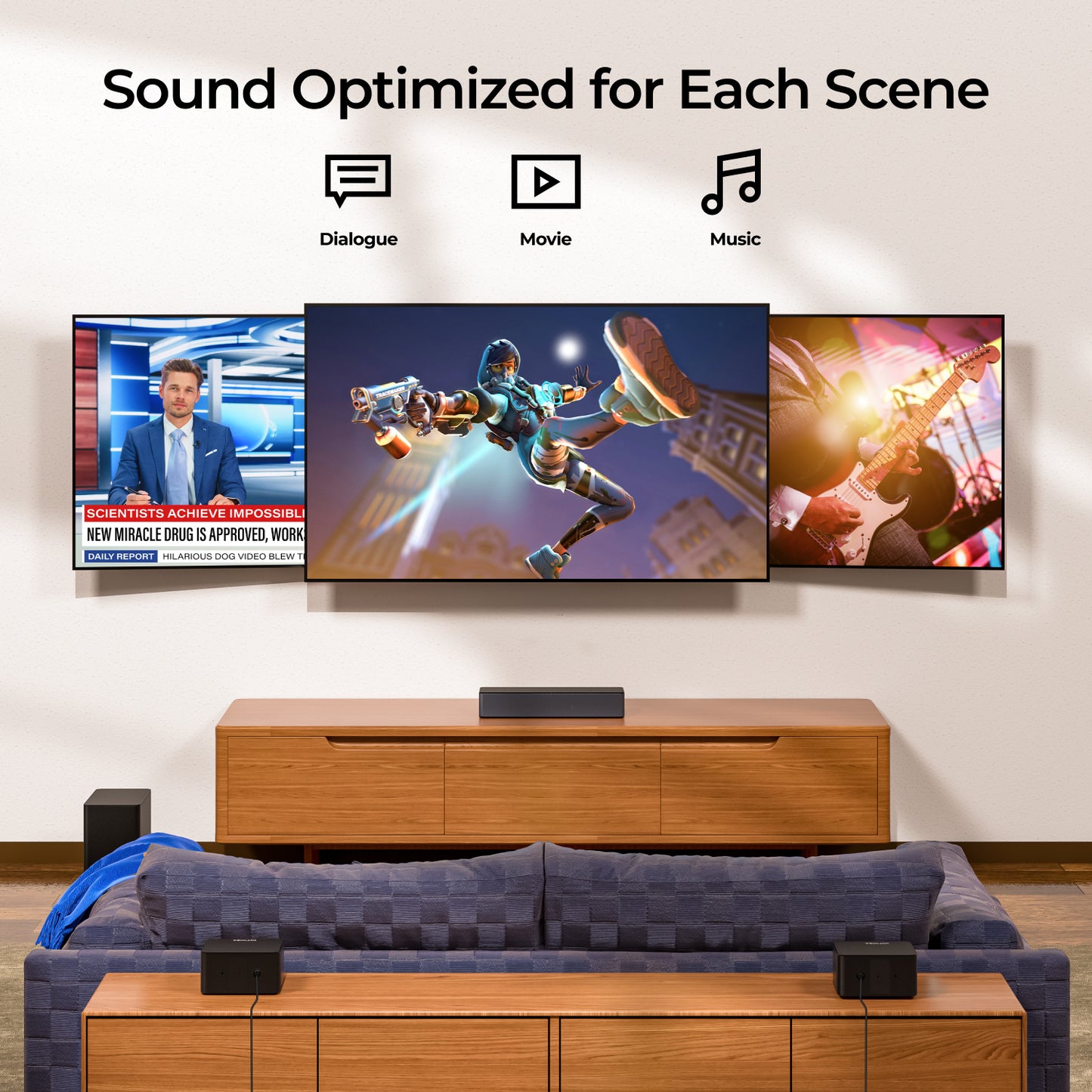 5.1 Surround Sound Systeem – Home Cinema Set – Dolby Atmos Geluid – Soundbar Met Subwoofer – Draadloze Subwoofer – 410W Vermogen – Verstelbare Achterluidsprekers – HD eARC Ondersteuning