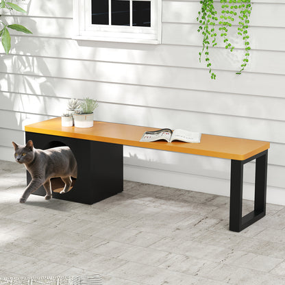 Metalen Tuinbank – Buitenbank – Tuinmeubel – Outdoor Bank – Kattenhuisje – 150 cm – Weerbestendig Zink – Kattenhuisje Met 2 Deuren En Drinkkraan