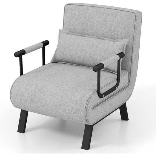 4-in-1 recliner chair, sofa bed with bed function, folding chair with 6-position adjustable backrest, removable cushion, and armrests, weight capacity up to 150kg, guest bed for living room (,  Spacesaving Furniture, Contempo