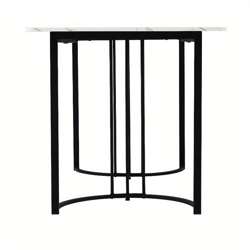 Modern Marmeren Eettafel – Keukentafel – Tafel – Dinertafel – Restauranttafel – Verstelbare Poten – Metalen Frame 140x80cm – Wit Zwart