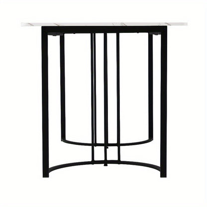 Modern Marmeren Eettafel – Keukentafel – Tafel – Dinertafel – Restauranttafel – Verstelbare Poten – Metalen Frame 140x80cm – Wit Zwart