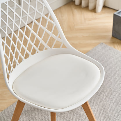 Eetkamerstoel – Eetkamerstoelen – Kuipstoel – Keukenstoel – Stoel – Set van 6 – Wit – Scandinavisch Design – Beukenhouten Poten – PU Leder – Comfortabele Zitting – Draagkracht 136 kg