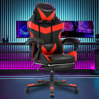 Gamingstoel – Gamestoel – Gaming Chair – Game Stoel – Bureaustoel – Ergonomisch – Verstelbare Rugleuning – Hoogwaardig PU-leer – Met Metaal Frame – Zwart/Wit