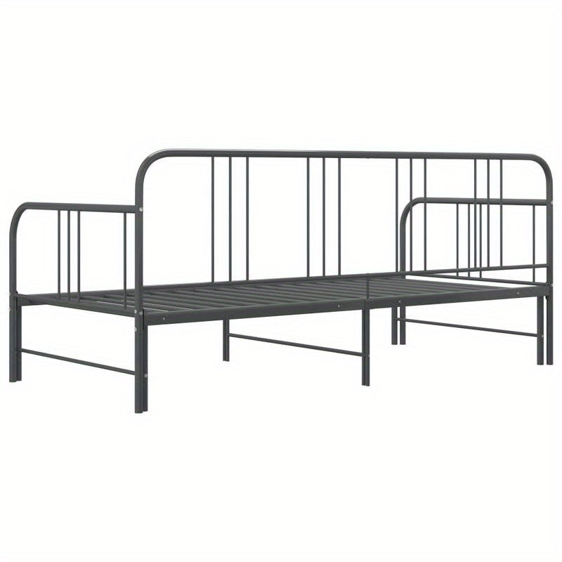 Uittrekbare Slaapbank – Slaapbank Bedbank Slaapsofa Logeerbank – Grijs – Ruimtebesparend – Stevig Metaal & Hout – 90x200 cm – Industrieel Design