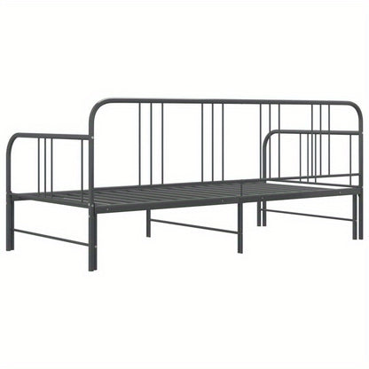 Uittrekbare Slaapbank – Slaapbank Bedbank Slaapsofa Logeerbank – Grijs – Ruimtebesparend – Stevig Metaal & Hout – 90x200 cm – Industrieel Design
