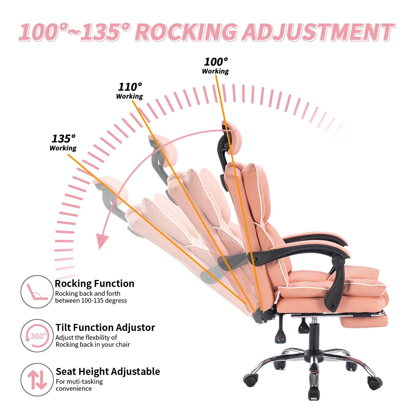 Executive Office Chair with Foot Rest High Back Office Chair Computer Gaming Chairs Black