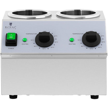 Flessenwarmer – Sauzenwarmer – Dubbele Flessenverwarmer – Warmhoudapparaat – Flessenverwarmer Keuken – 2x1 Liter – RVS Behuizing – Instelbare Temperatuur 40-90°C