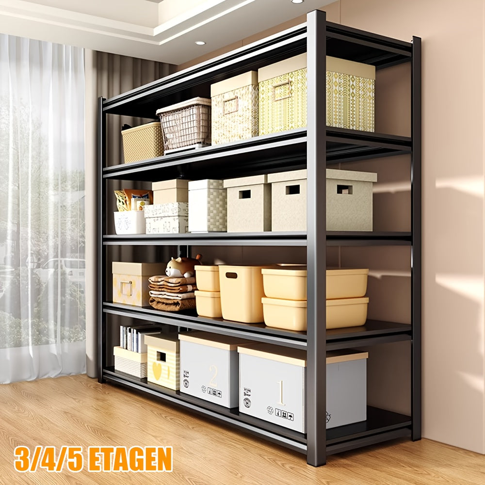 Stalen Schap – Opbergkast – Opslagrek – Stellingkast – Werkplaatsrek – 5 Laags – Zwart Koolstofstaal – Hoog Draagvermogen 198x120x50 cm