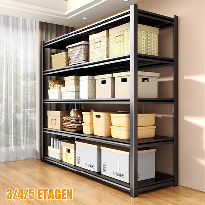 Stalen Schap – Opbergkast – Opslagrek – Stellingkast – Werkplaatsrek – 5 Laags – Zwart Koolstofstaal – Hoog Draagvermogen 198x120x50 cm
