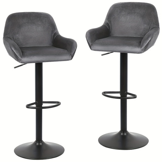 2pcs Luxe Velvet Bar Stools With Armrests - Extra-Wide For 90cm Counter Height Island Stools, Certified Upholstery & Ergonomic Design For Modern Kitchens & Dining Rooms