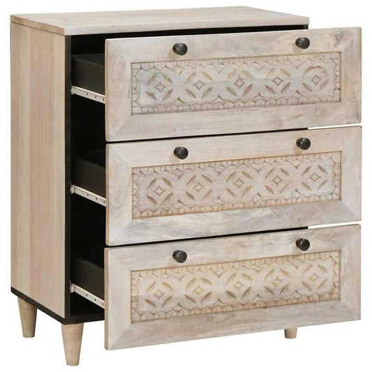 Dressoir – Buffetkast – Opbergkast – Ladekast – Kast – Massief Mangohout Wit – Compact 60x33x75 cm – Stevig & Eigentijds Europees Design