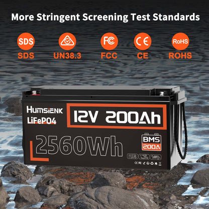 LiFePO4 Accu – Lithium Batterij – Energie Accu – Solar Accu – 12V - 200Ah - Camper Accu – Hoge Capaciteit 2560Wh – Ingebouwd 200A BMS