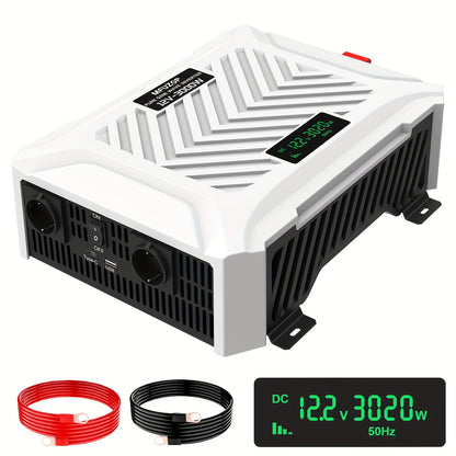 Omvormer – Spanningsomvormer – Inverter – Stroomomvormer – Converter – 3000W Continu Vermogen – Zuivere Sinusgolf – Compact & Lithium Compatibel