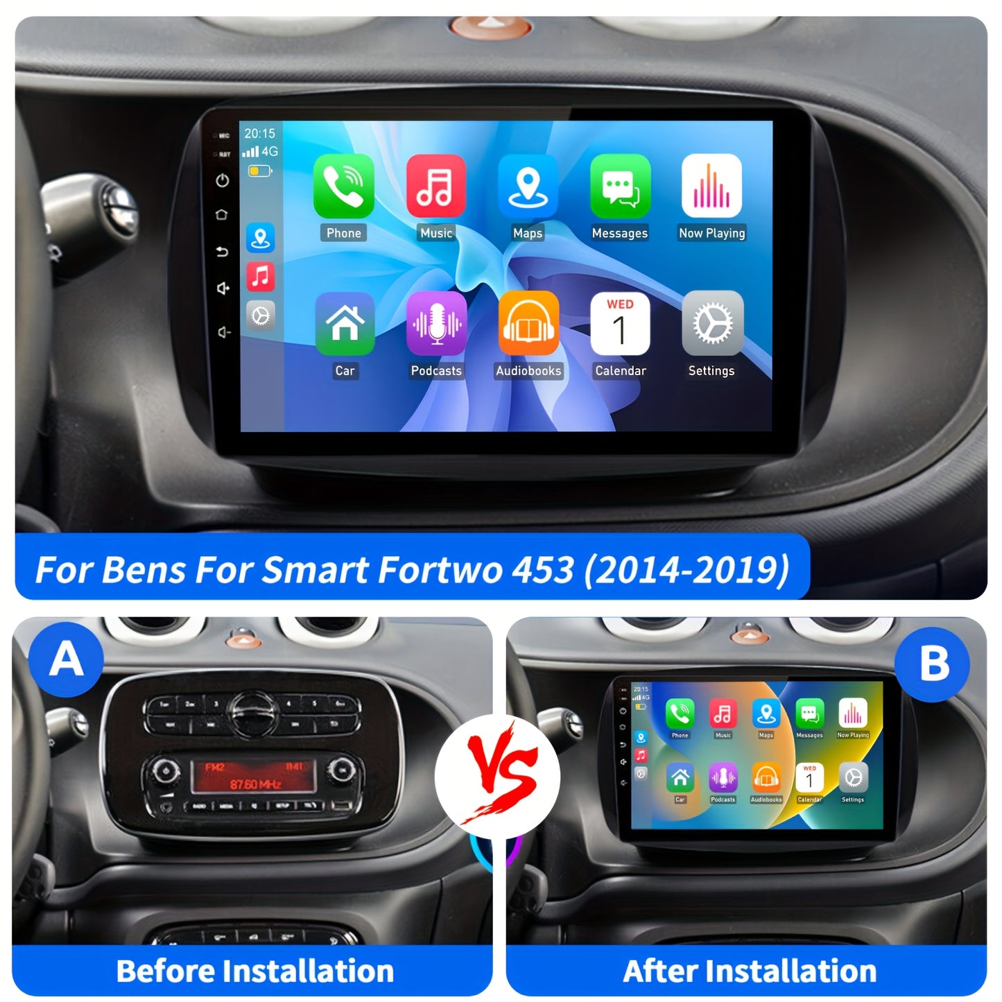 Android 2-DIN Autoradio – Car Radio – Multimedia Speler – Navigatiesysteem – 9 Inch Touchscreen – Android 15 – Draadloze Android Auto – Achteruitrijcamera Inclusief