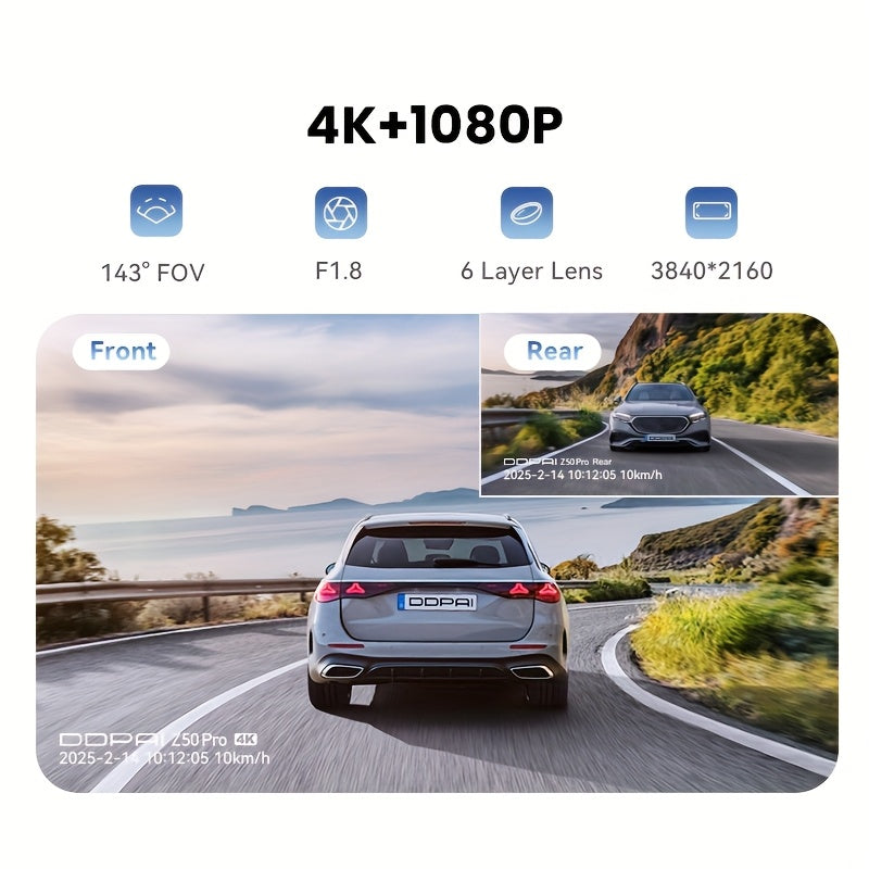 Dashcam – Auto Camera – Videorecorder – Carcam – Bewakingscamera – Dual Channel Front & Rear – Super Nachtzicht & Parkeermodus