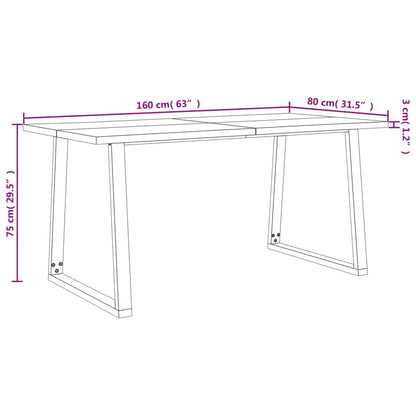 Hoekbank Zithoek Loungeset Bankcombinatie Eettafelset – 160 cm Acaciahout – Natuurlijke Rand – Stabiel Gepoedercoat Stalen Frame