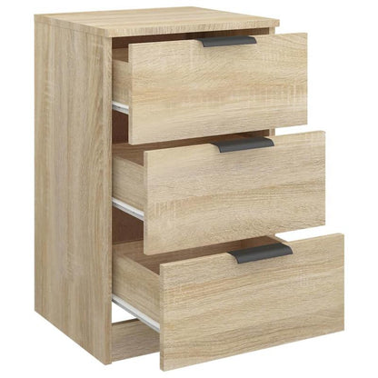Modern Minimalist Bedside Table with 3-Drawer Storage - Sonoma Oak Finish, Light & Brown Tones, Space-Saving Design, Easy Assembly, Compact Nightstand for Small Spaces, Sturdy Hardwood Construction, 68.58cm Height, 101.6cm Wi