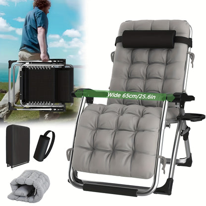 Lounge stoel – Recliner – Ligstoel – Tuinstoel – Relaxfauteuil – 65 cm breed – Lichtgewicht metalen frame – Inclusief afneembare kussen en tray – Ergonomisch ontworpen – Geschikt voor binnen en buitengebruik