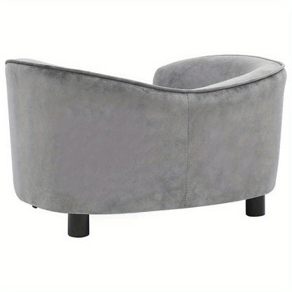 Hondenbankje – Hondenmand – Hondenkussen – Hondenbed – Sofa voor Honden – Grijs – Zacht Polyester – Comfortabele Vulling – Duurzaam – 69x49x40 cm
