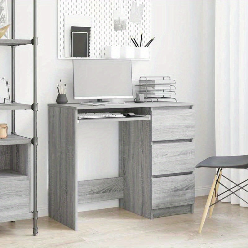 Bureau – Werkplek – Computerbureau – Thuiswerkplek – Schrijftafel – Grijs Sonoma – Compact 90x45x76 cm – Stevig Houtachtig Materiaal