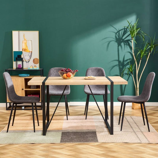 Eetkamerstoel – Stoel – Dinerset – Zithoekstoel – Keukenstoel – Set van 4 – Scandinavisch Vintage Design – Zwartgrijs Kunstleer – Ergonomisch Comfort – Robuust Stalen Frame