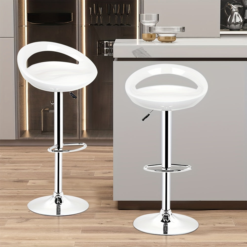 4pcs ABS Bar Stools with Footrest, Commercial Grade Heavy Duty Bar Stools, Height Adjustable 60-80cm, Modern Swivel Bar Stools for Coffee Shop/Bar/Restaurant/Office (White), Bar Stools for Kitchen Island, Stackable Stools, Ba