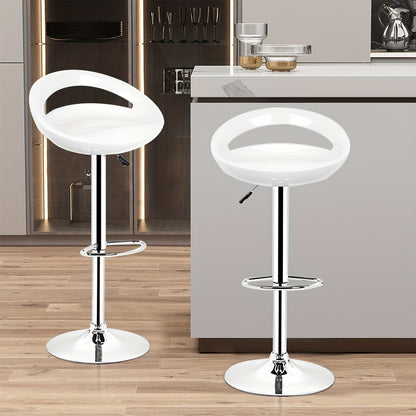 4pcs ABS Bar Stools with Footrest, Commercial Grade Heavy Duty Bar Stools, Height Adjustable 60-80cm, Modern Swivel Bar Stools for Coffee Shop/Bar/Restaurant/Office (White), Bar Stools for Kitchen Island, Stackable Stools, Ba