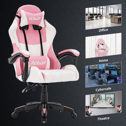 Ergonomic Gaming Chair Computer Swivel Chair with Headrest and Lumbar Support, Tilt and Lock Function, Height Adjustable, Swivel, High Back, Racing Chair