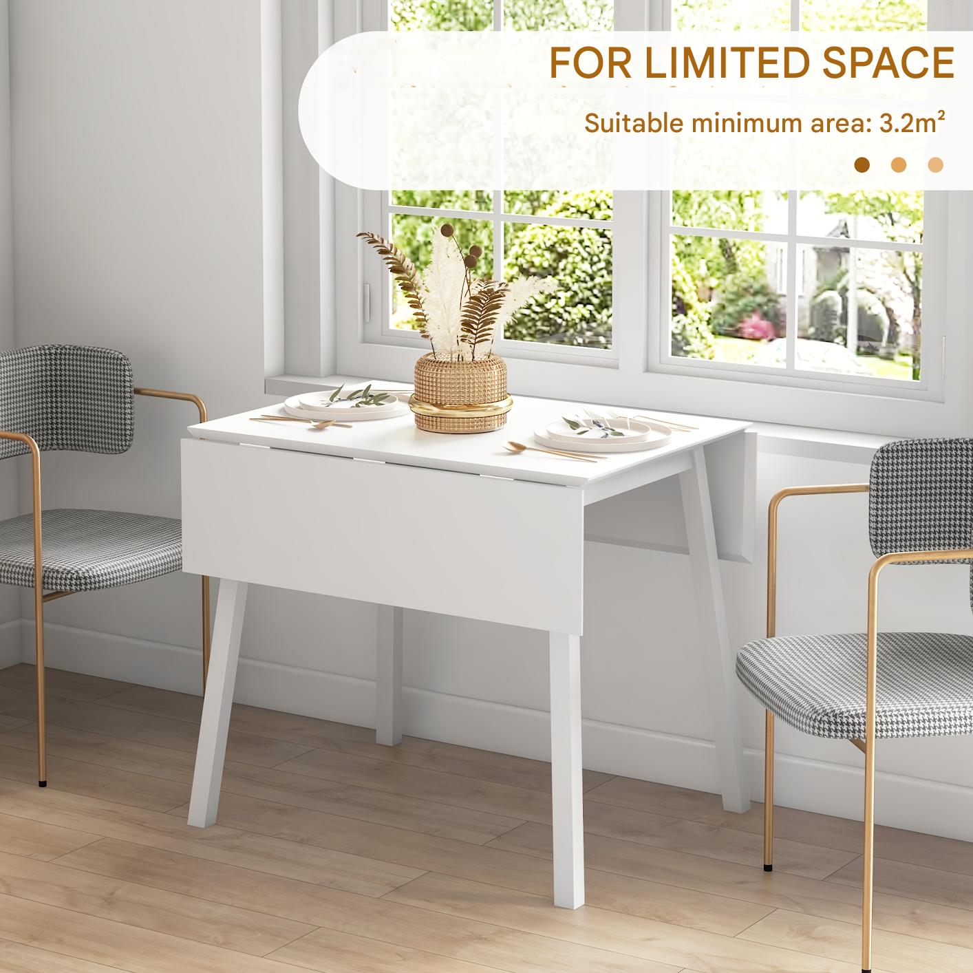 Klapptafel – Inklapbare Eettafel – Opklapbare Tafel – Ruimtebesparende Tafel – Kleine Tafel – Bamboe – Lichtgewicht & Stevig – Wit
