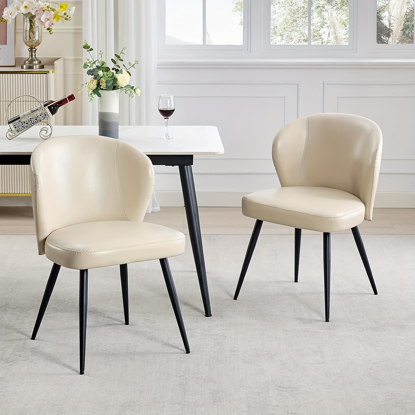Eetkamerstoelen – Stoelen – Kuipstoelen – Keukenstoelen – Meubels – PU Kunstleer – Stalen Poten – Set van 2 – Max. Draagvermogen 120 kg
