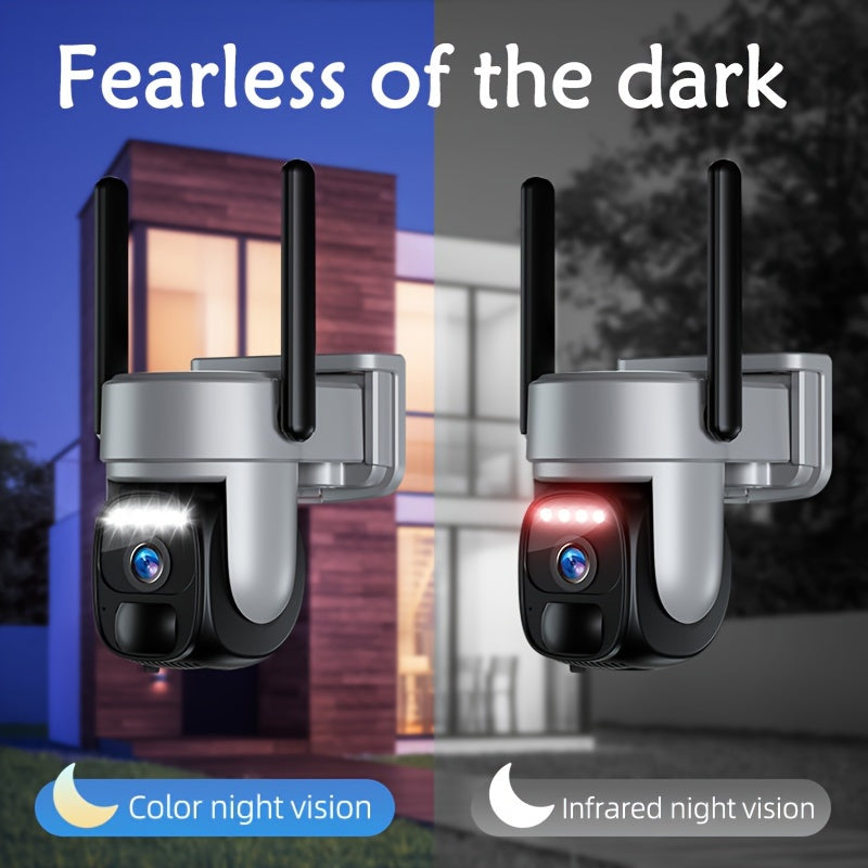 Draadloze Beveiligingscamera – Wifi-Vrije Camera – Buitencamera – Bewegingssensor – 360° Zicht – 8000 mAh Batterij – 1296p HD Nachtvisie