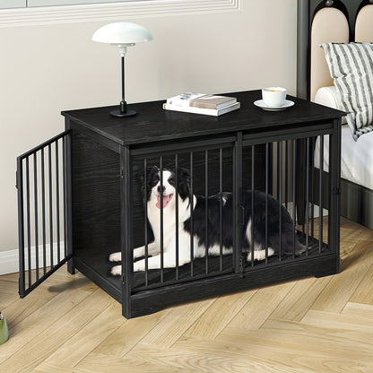Furniture for Dog Crates, 100Cm Indoor Dog Kennel with Sliding And Double Doors, Contemporary Wooden Design, Appropriate for Small, Medium, And Large Dogs. - QUORE