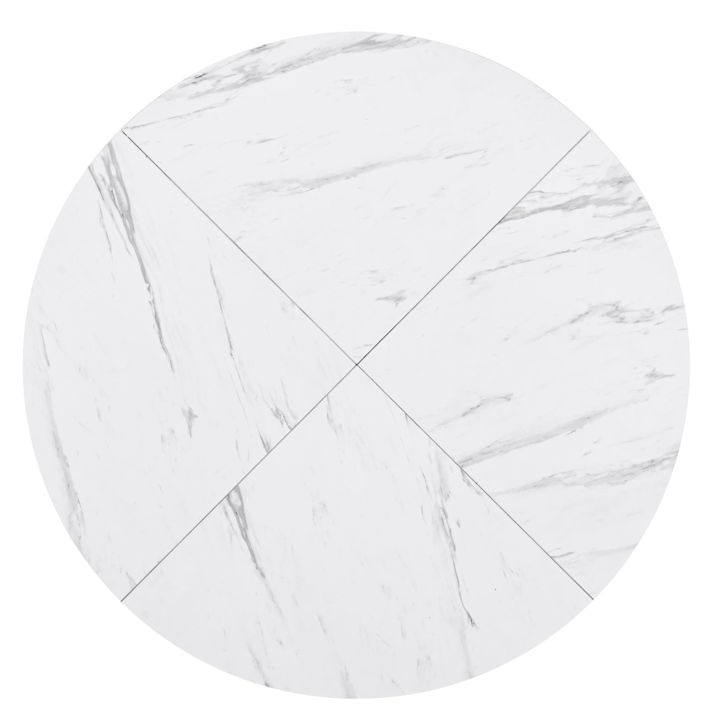 Modern BTM Round Dining Table, Marble Table with Marble Optic Table Top, Stable X-Shaped Metal Frame, Dining Table for 2-4 People, Ø100 Cm, White/Black