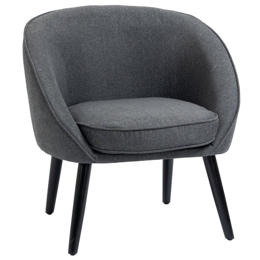 Fauteuil – Leunstoel – Relaxstoel – Zithoekstoel – Grijze Linnenlook – Draagvermogen 150 kg – Compact 71x65x75 cm